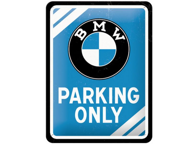 Nostalgic-Arts BMW Parking Only Blå tinskilt (15x20cm)