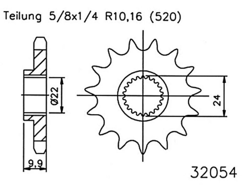 Esjot Tandhjul 16 tænder (520 | 5/8x1/4 | 32054-16)