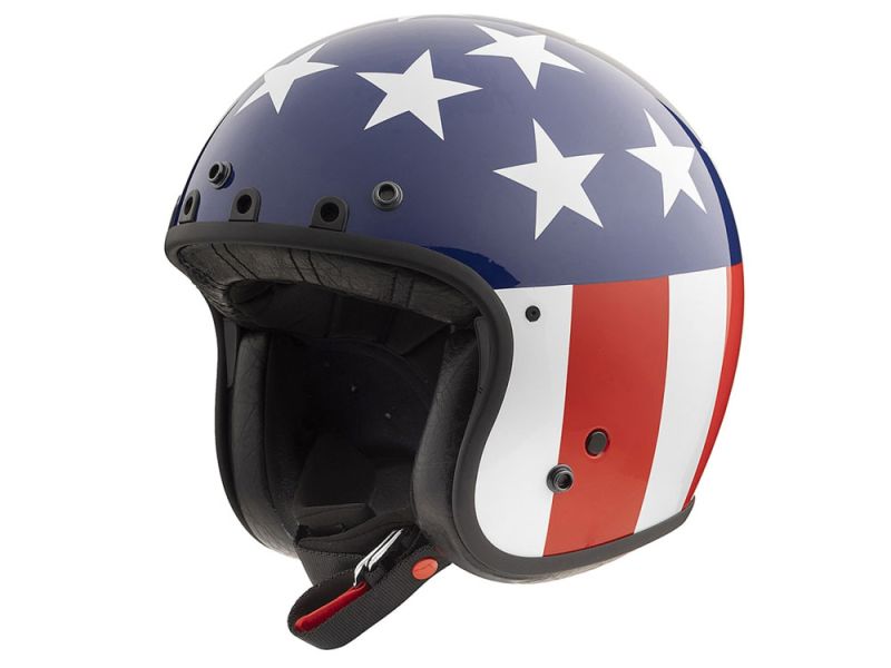 Simpson Chopper Motorrad Jethelm ohne Visier (blau / weiß / rot)