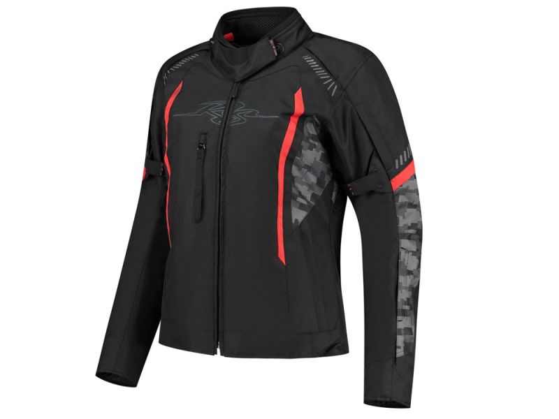 Rusty Stitches Ashley Motorradjacke Damen (schwarz / pixel / rot)