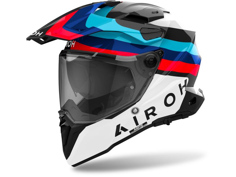 Airoh Commander 2 Doom Motorradhelm (Weiß/Schwarz/Blau/Rot)