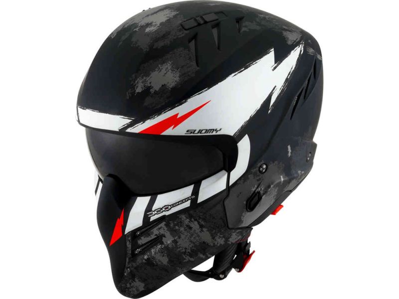 Suomy Armor Hi Volt Jethelm mit Visier(Schwarzmatt/Weiß)