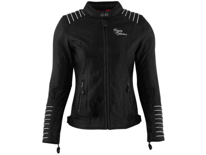 Rusty Stitches Amanda læder motorcykeljakke damer (sort / hvid)