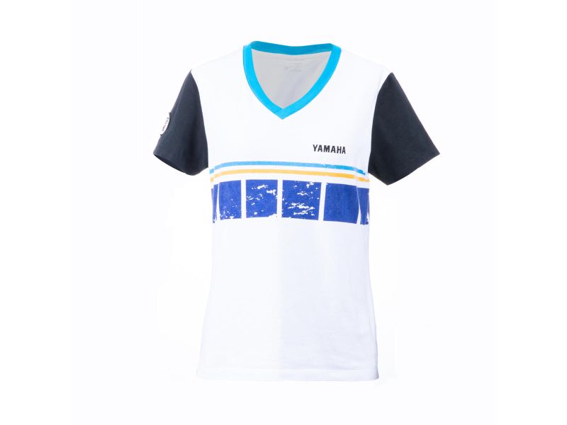 Yamaha Faster Sons Speedblock T-Shirt Damen (weiß/blau/schwarz)