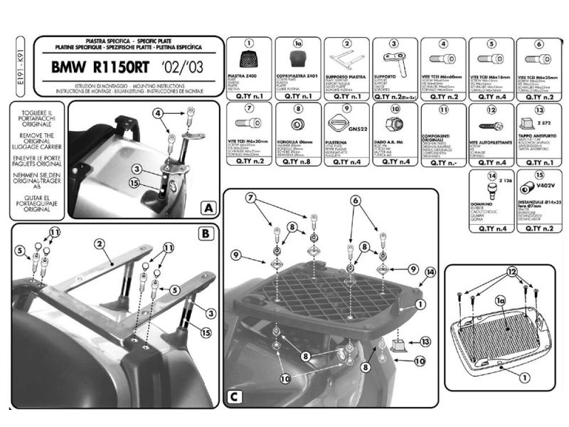 GIVI Monokey E bæreplade BMW R 1150 RS / RT (2002-2005)