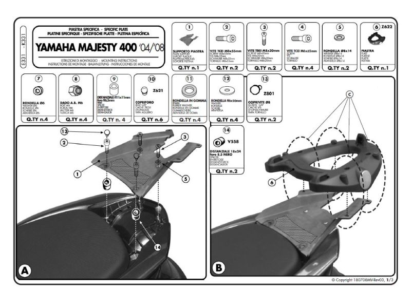 GIVI Monokey E bæreplade Yamaha Majesty 400 (2004-2012)