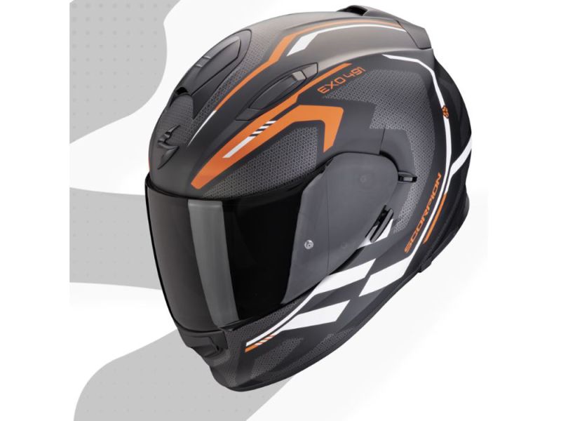 Scorpion EXO-491 Kripta Integralhelm  ( Schwarzmatt/Orange /Weiss)  