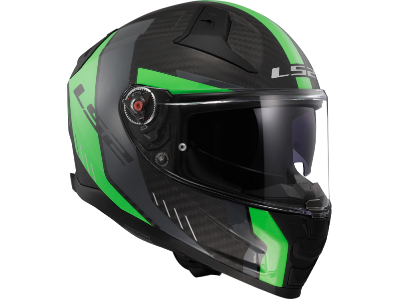 LS2 FF811 Vector II Carbon Grid Motorradhelm (Schwarzmatt/Fluogrün)