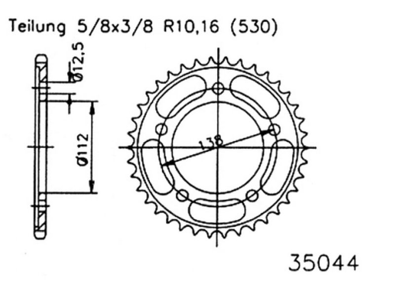Esjot Tandhjul 42 tænder stål (530 | 5/8x3/8 | 92-35044-42)