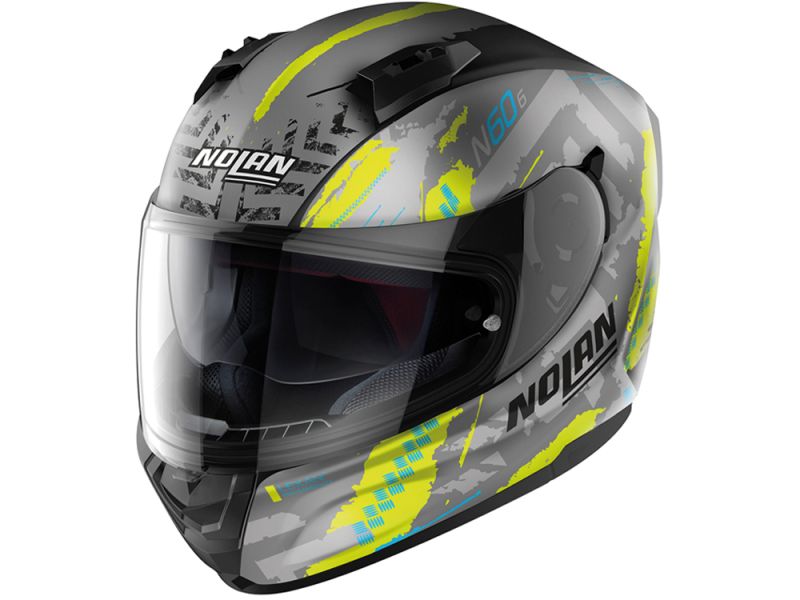 Nolan N60-6 Wheelspin Integralhelm (graumatt/gelb/blau)