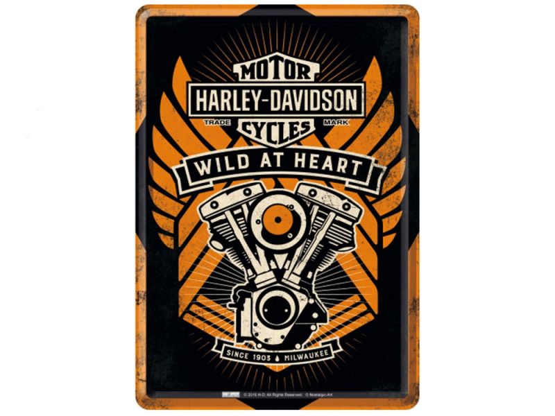 Nostalgic-Arts Harley Davidson Wild at Heart postkort af tin (10x14cm)