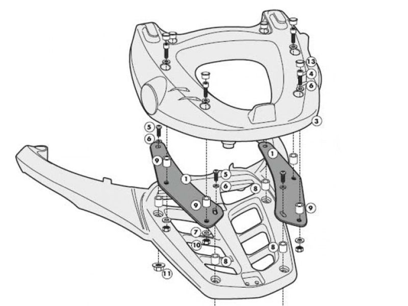 GIVI Monokey SR Bagagebærer Yamaha FZ 8 FZ8 Fazer (2010-) T-Max 500 (2008-2011)