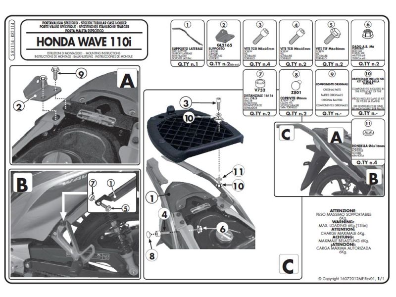 GIVI Monolock SR Bagagebærer Yamaha D-elight 125 R (2013-)