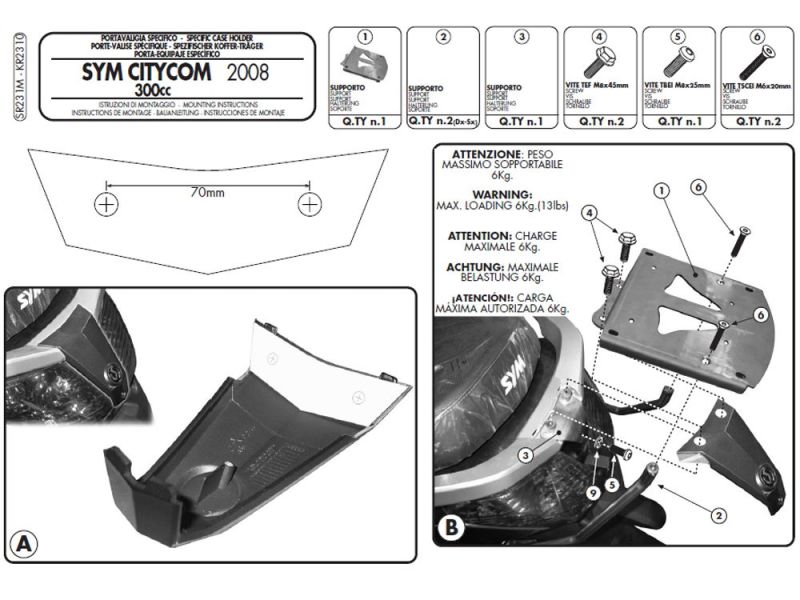 GIVI Monolock SR Bagagebærer SYM CityCom 125 / 300 (2008-)