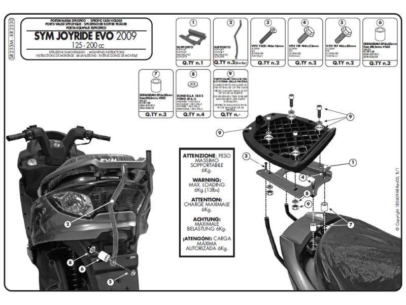 GIVI Monolock SR Bagagebærer SYM Joyride EVO 125 / 200 (2009-)