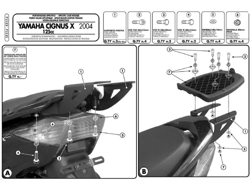 GIVI Monolock SR Bagagebærer Yamaha Cygnus X 125 (2004-2009) MBK Flame X 125 (2007-)