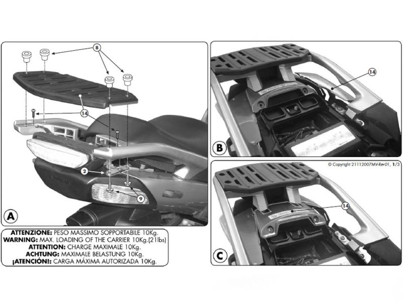 GIVI Monokey SR Bagagebærer Kawasaki GTR 1400 (2007-2010)