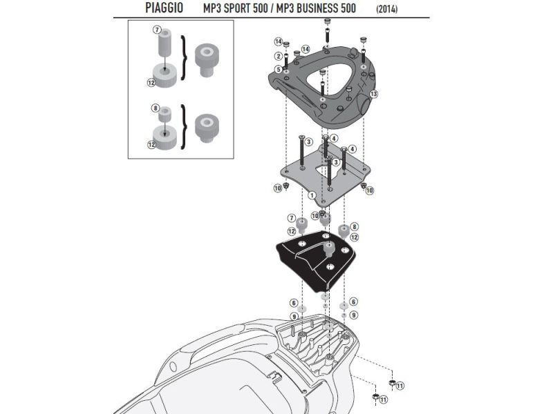 GIVI Monolock SR Bagagebærer Piaggio MP3 500ie LT Sport / Business (2014-)
