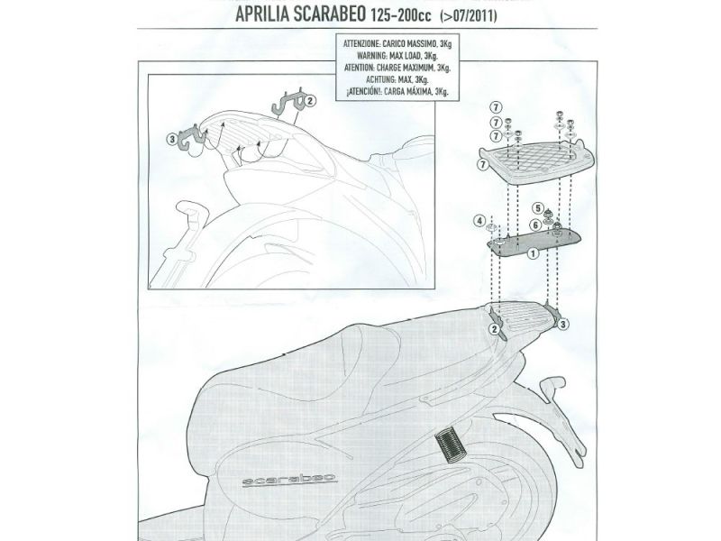 GIVI Monolock SR Bagagebærer Aprilia Scarabero 125 / 200 (07.2011-)
