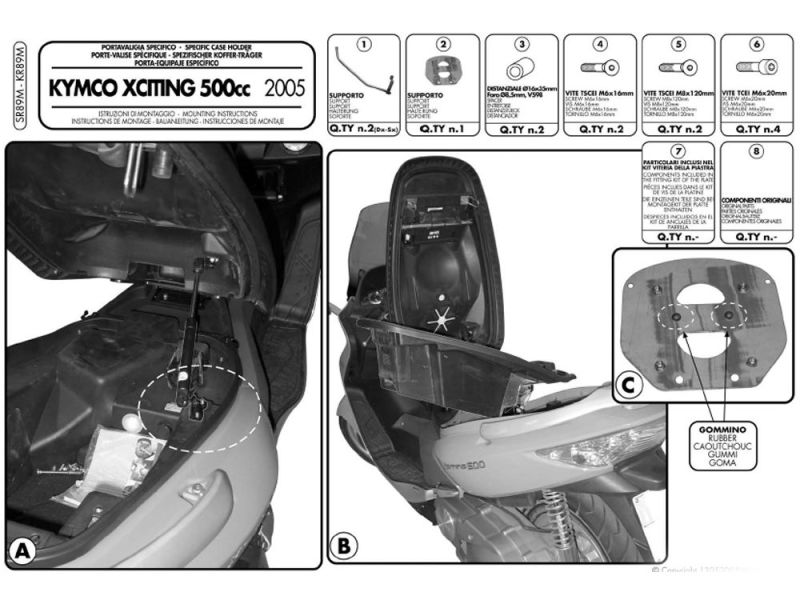 GIVI Monolock SR bagagebærer Kymco X-Citing 300 (2008) X-Citing 250 / 300 / 500 (2005-2010)